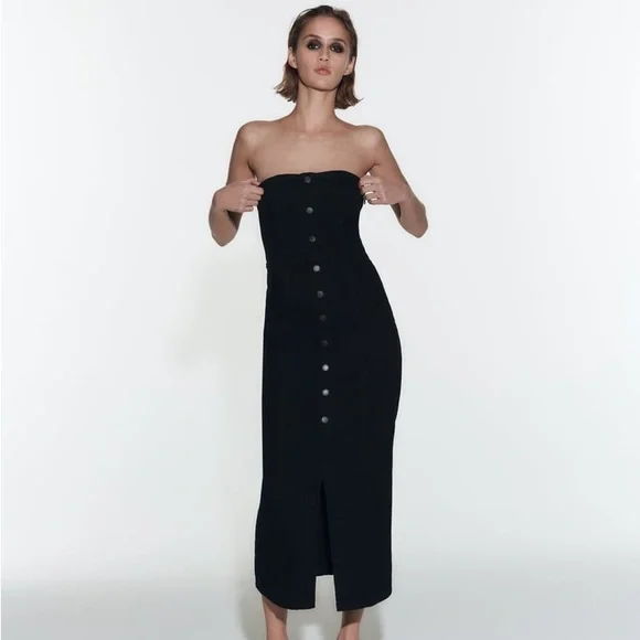 Zara Black ZW Denim Bustier Dress - Picture 10 of 16